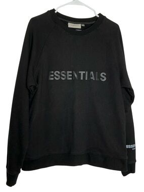 Essentials Men’s Black Logo Crewneck Sweatshirt Size Medium